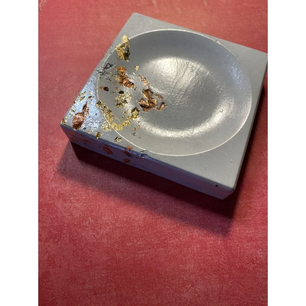 Handmade Soap Dish Cement Soap Holder Square Bathroom Kitchen Gold/Copper Flake